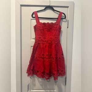 Self-Portrait Red Lace Mini Dress